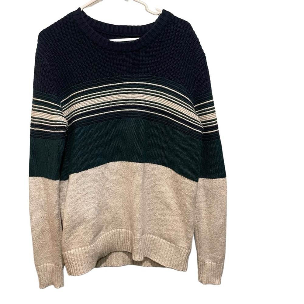 American Eagle Men’s Colorblock Cotton and Wool Blend Crew Neck Sweater.  Size M